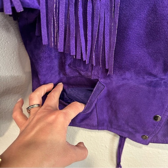 Vintage Purple Leather Fringe Jacket - Picture 10 of 16